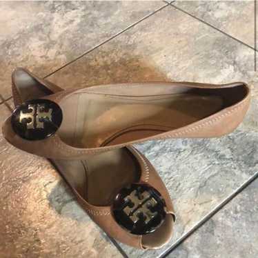 Tory Burch peep toe wedge flat sz 7.5 - image 1