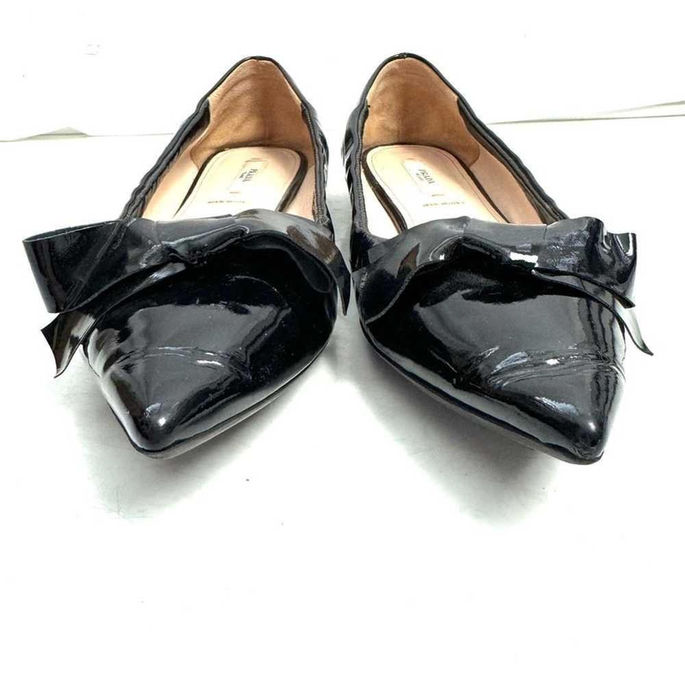 Prada Black Patent Leather Pointed Toe Flats Size… - image 2