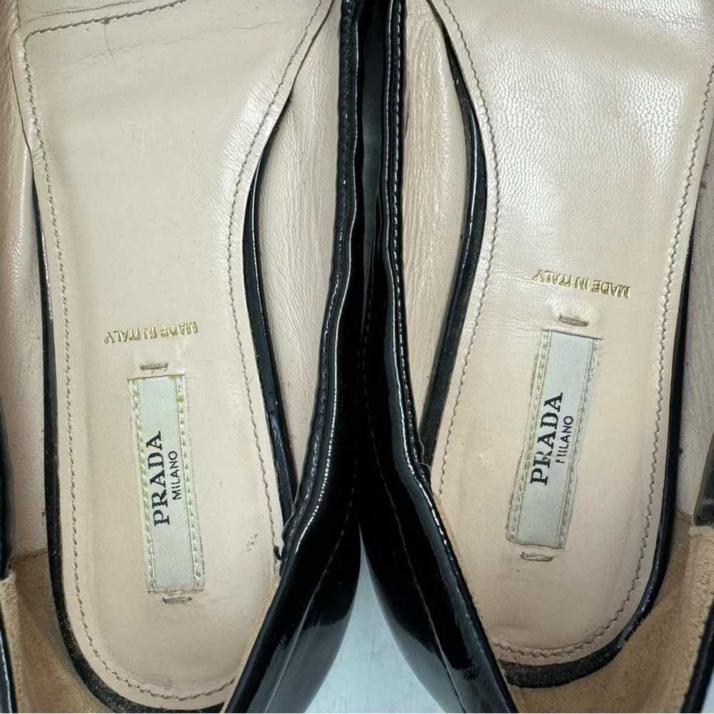 Prada Black Patent Leather Pointed Toe Flats Size… - image 7