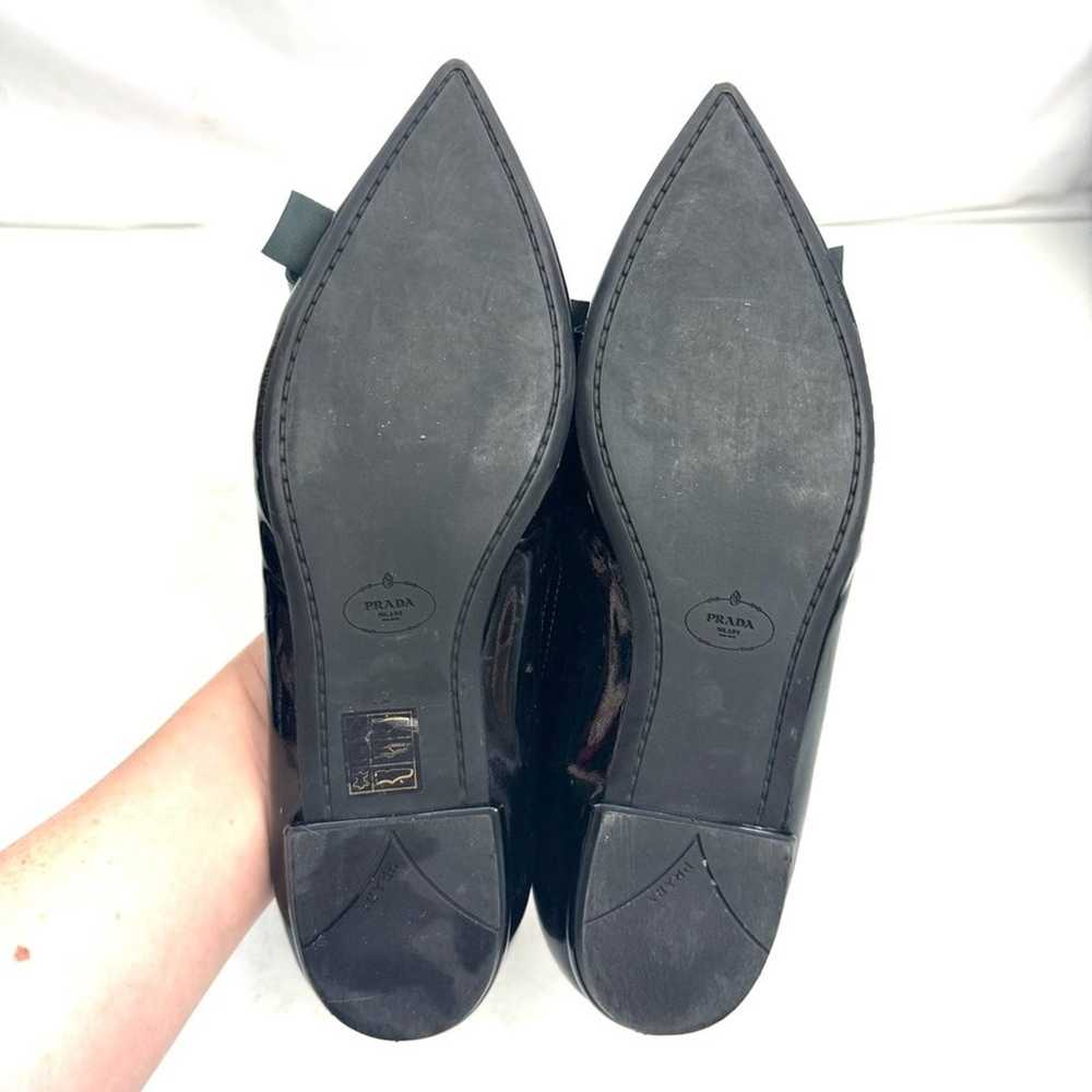 Prada Black Patent Leather Pointed Toe Flats Size… - image 9