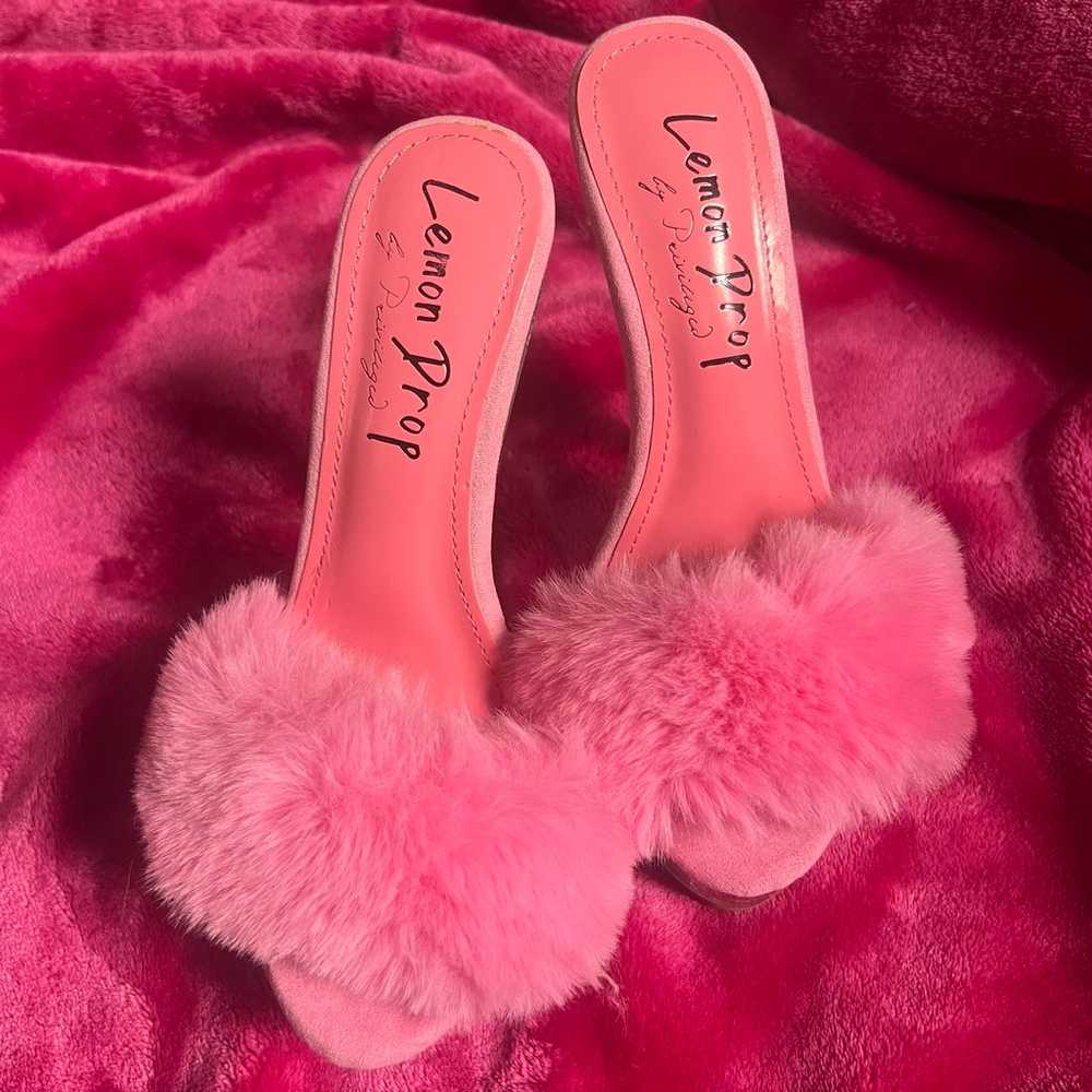 furry pink platform wedge heels - image 2
