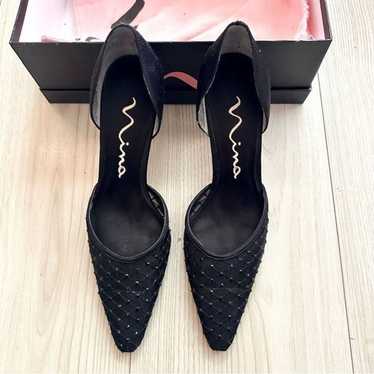 Black rhinestone Nina heels