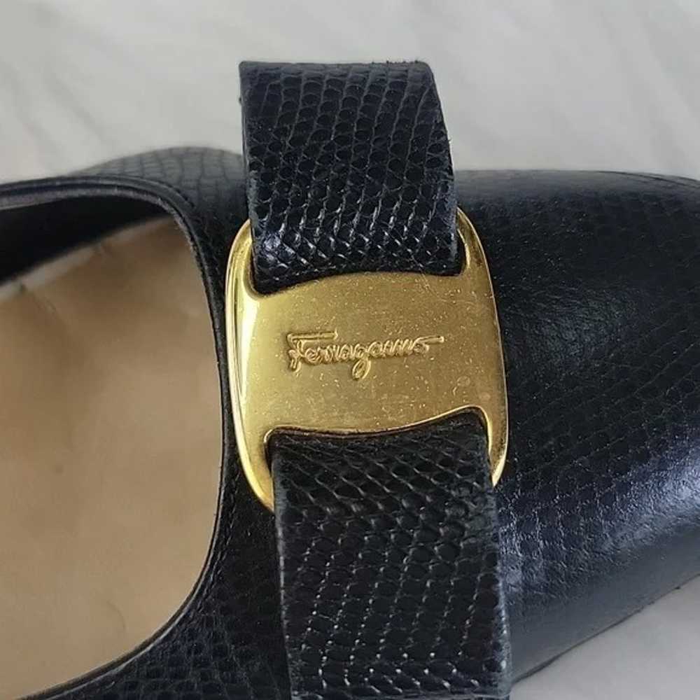 VTG Salvatore Ferragamo Black Textured Leather Bl… - image 4