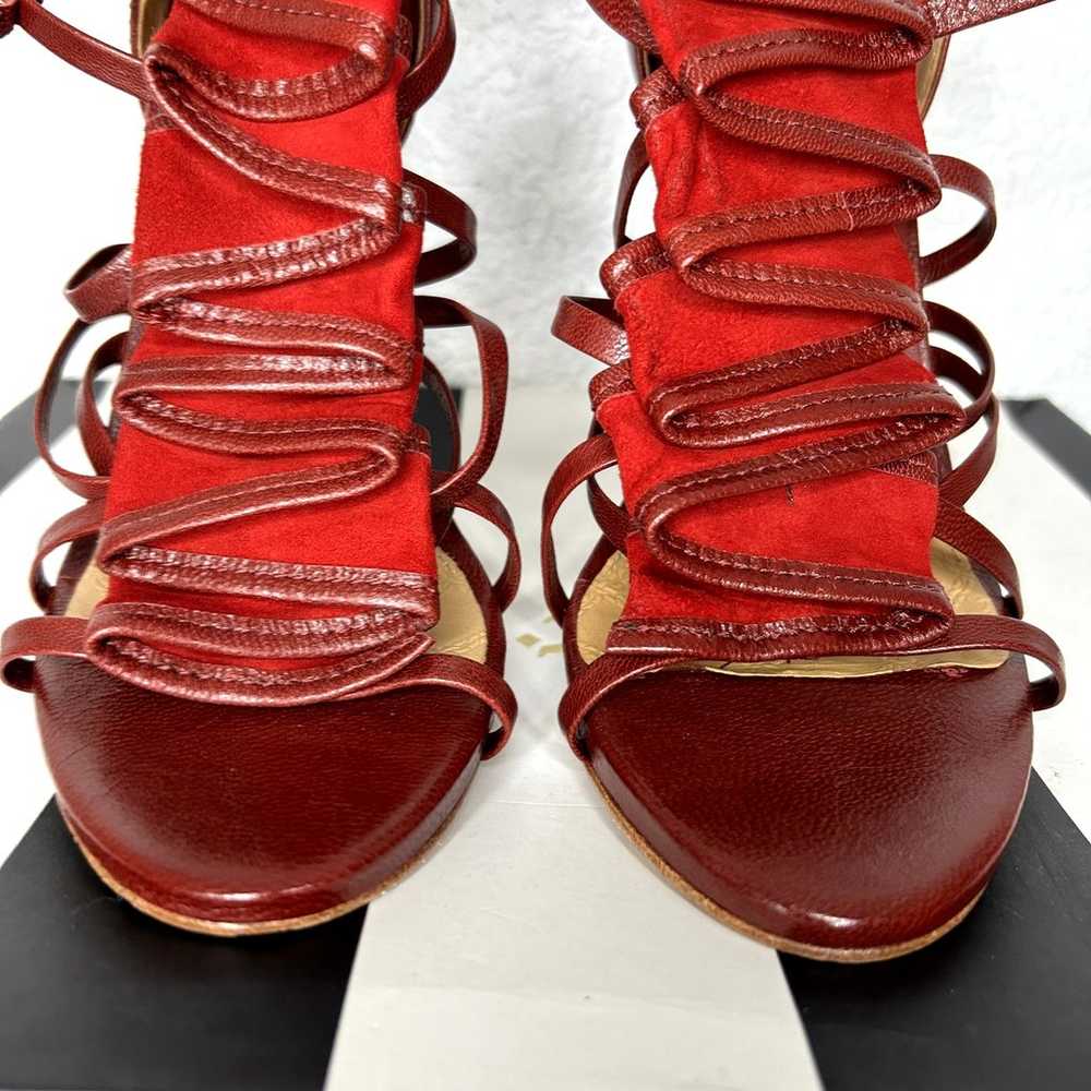 L.A.M.B. Rhett Heel Womens Size 9 Red Leather Wit… - image 10