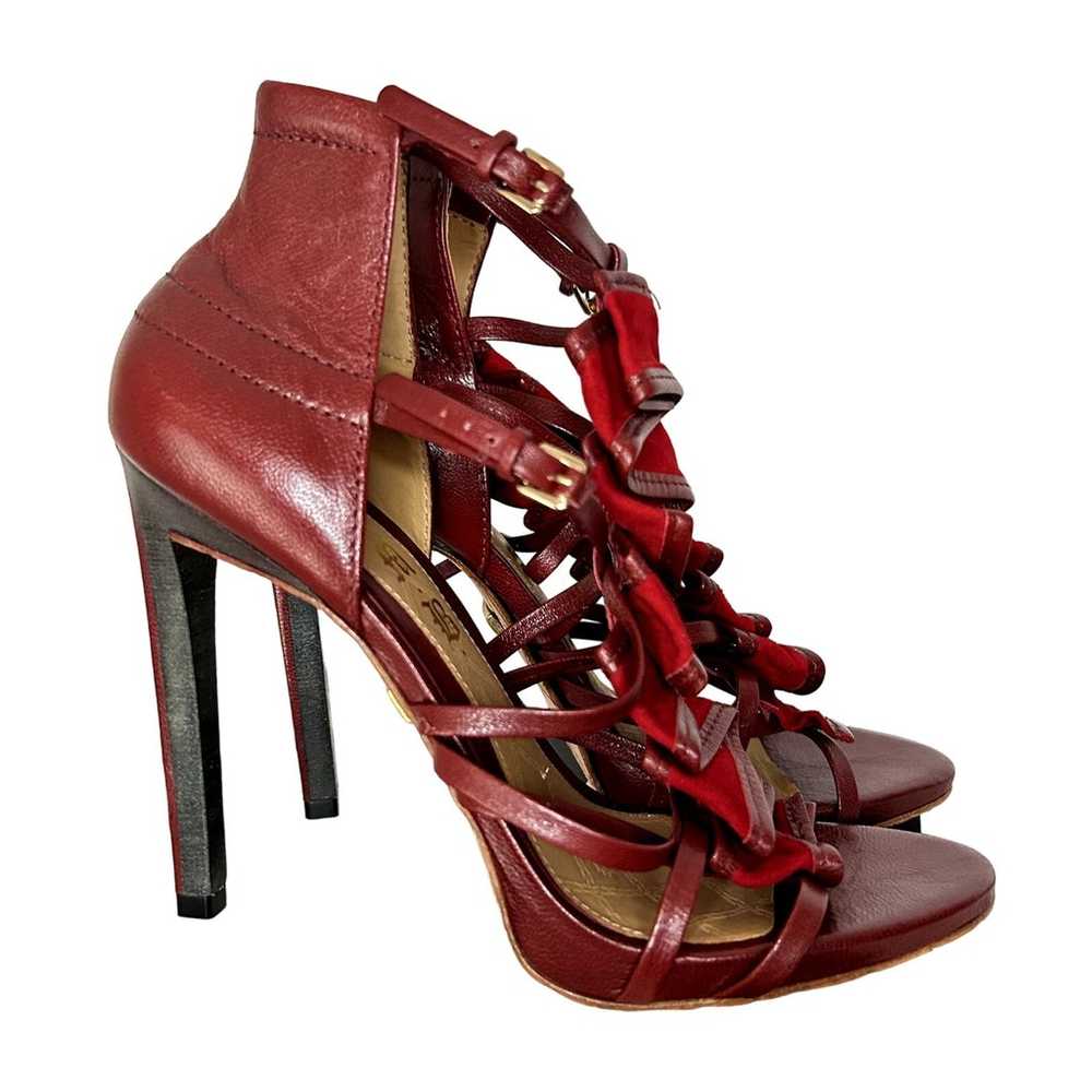 L.A.M.B. Rhett Heel Womens Size 9 Red Leather Wit… - image 1