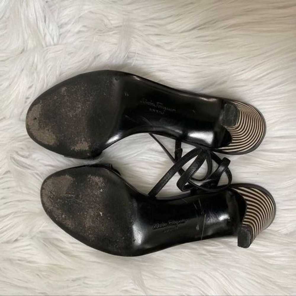 Salvatore Ferragamo black striped heels sandal 7.5 - image 6