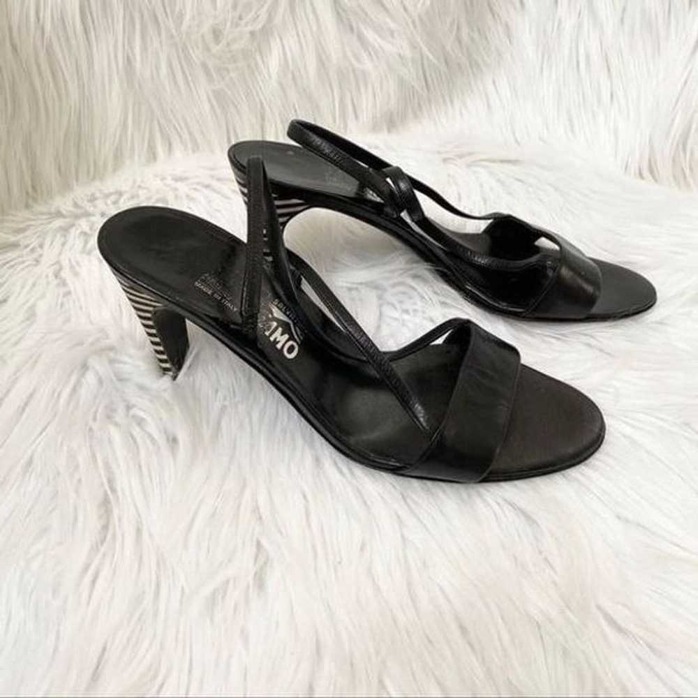Salvatore Ferragamo black striped heels sandal 7.5 - image 7