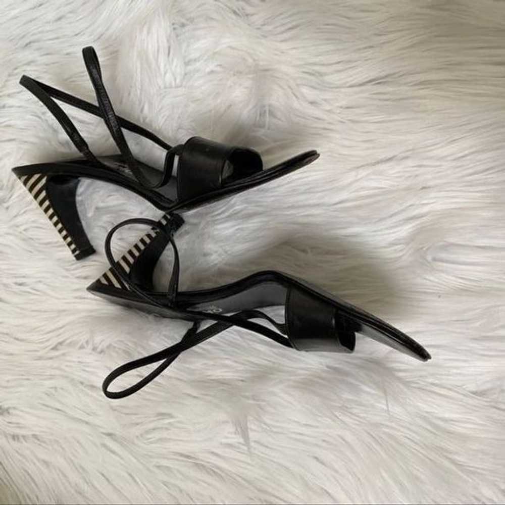 Salvatore Ferragamo black striped heels sandal 7.5 - image 9