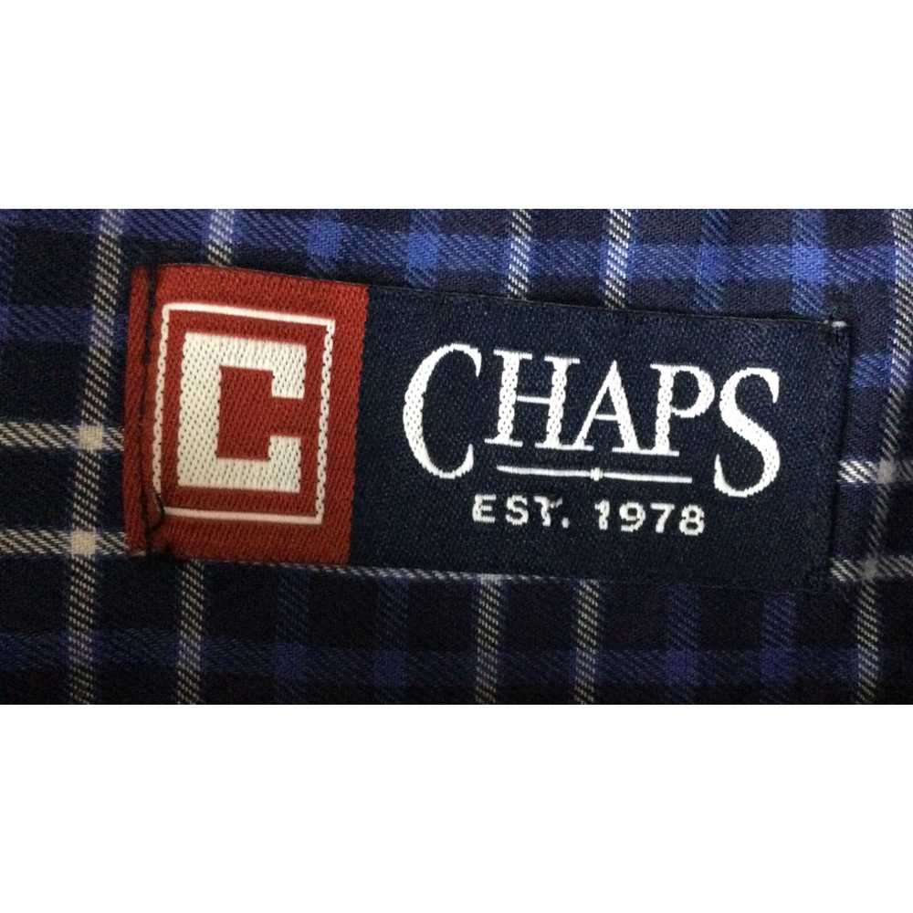 Chaps Chaps Mens Small Button Down Blue Plaid Lon… - image 3