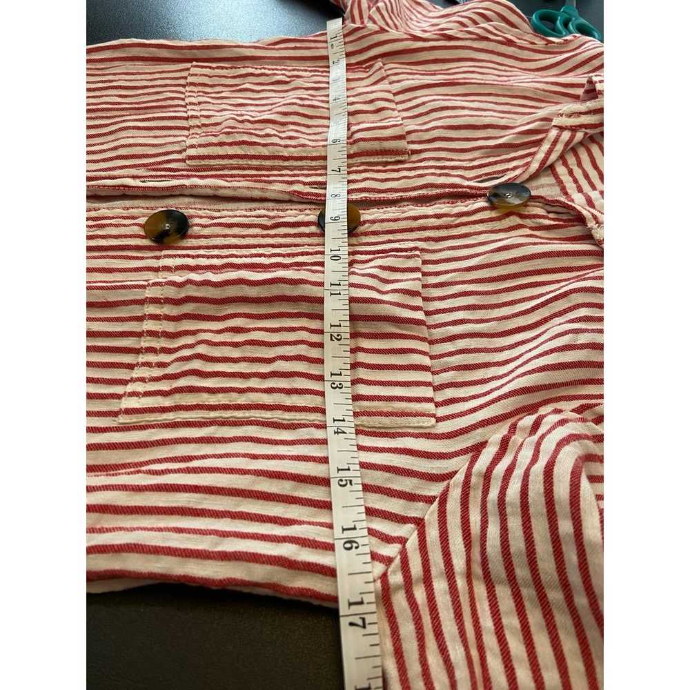 Zara Button Front Linen Midi Dress Womens S Strip… - image 8