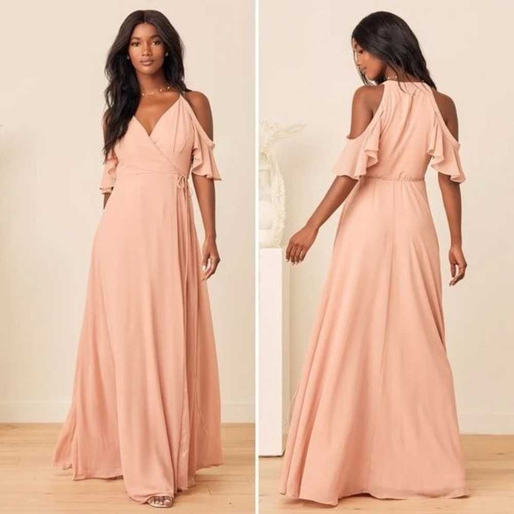 Lulus blush pink easy listening cold shoulder wra… - image 1