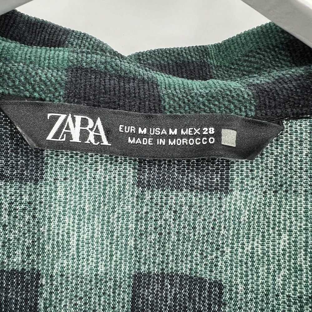 Zara Corduroy Shirt Dress Long Sleeve Green Black… - image 8