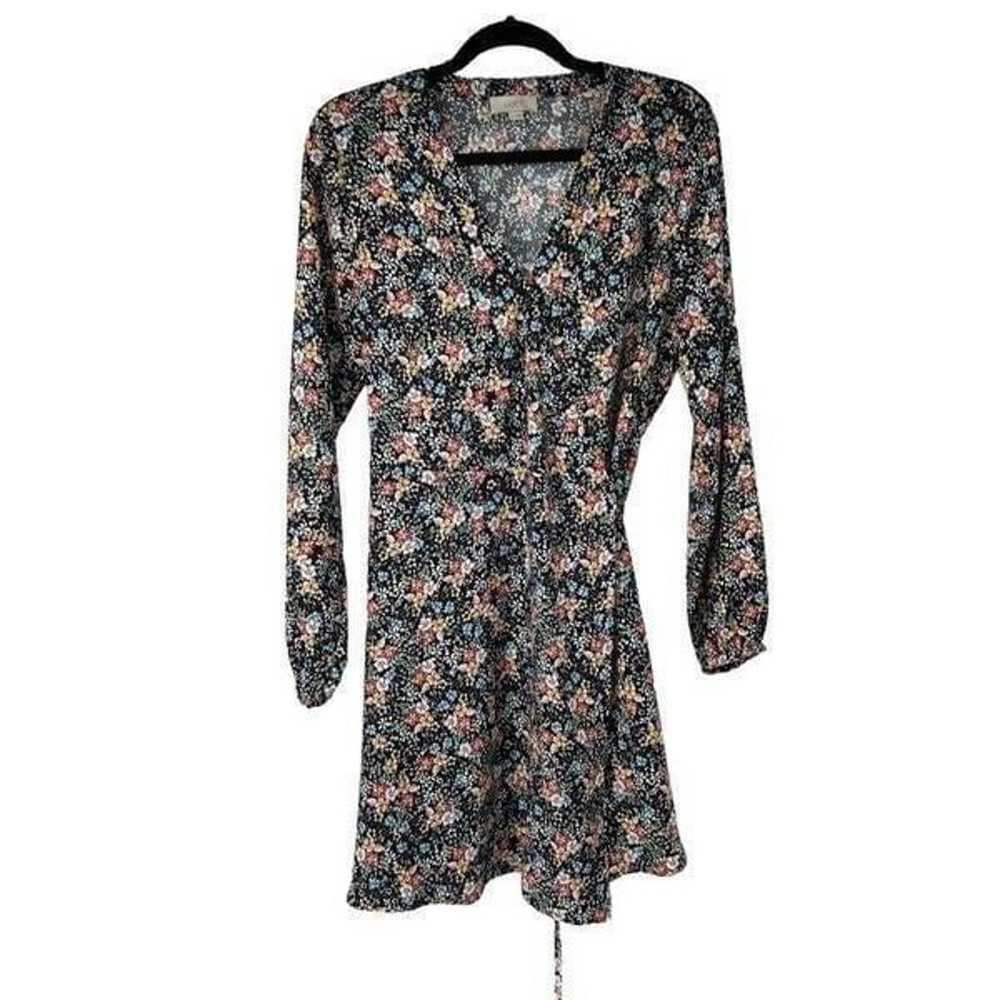 Loft Outlet Black Dainty Floral Long Sleeve Wrap … - image 1