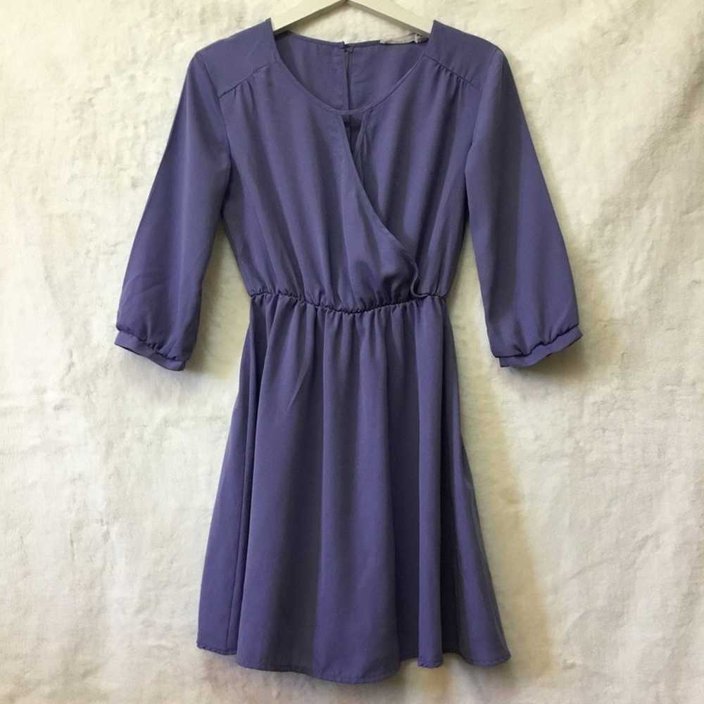 Lush Lilac Long Sleeve V-Neck Dress - image 2