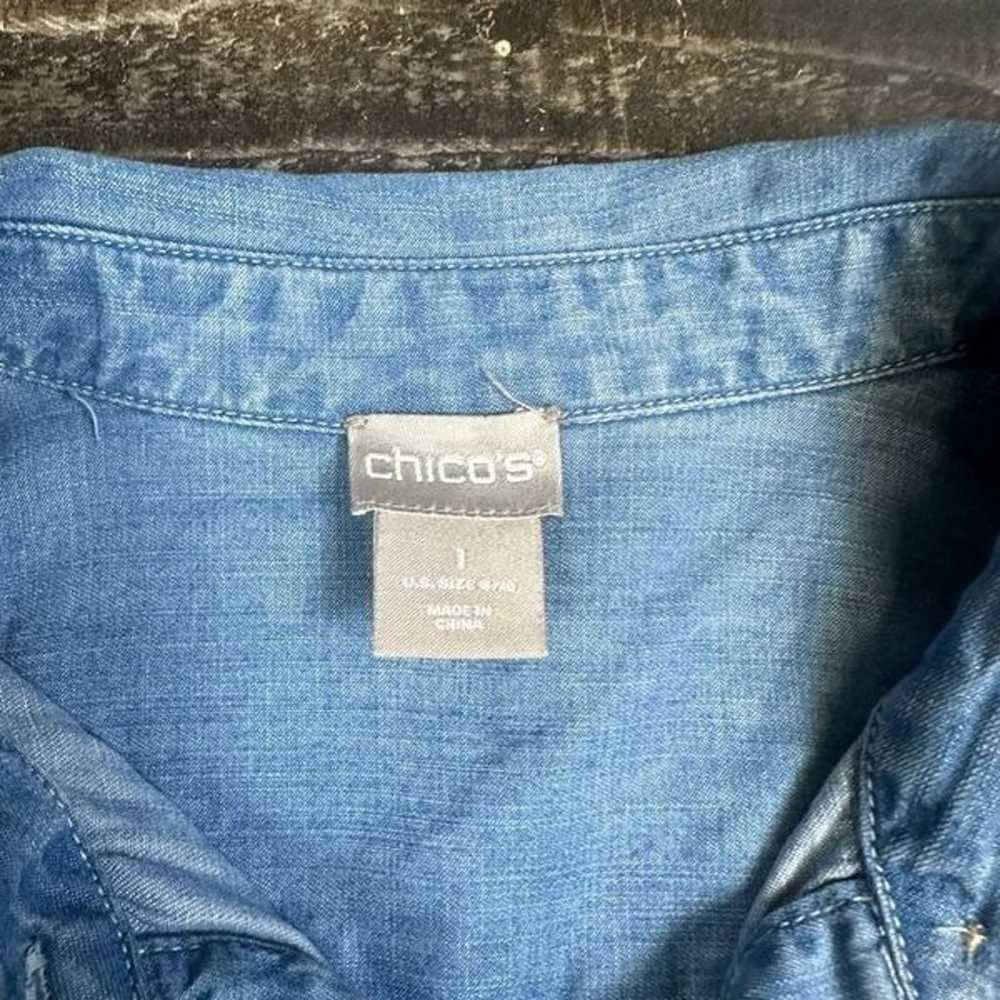 Chicos Women’s Size 1 Button Up Shirt Dress Chamb… - image 2