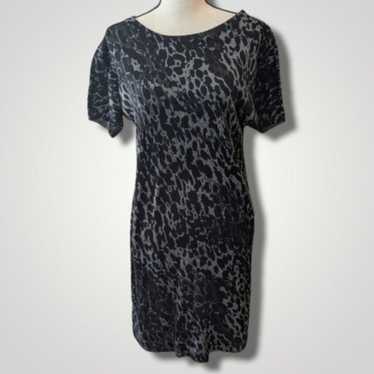 ANN TAYLOR LOFT Snakeskin Print Sweater Dress Gra… - image 1