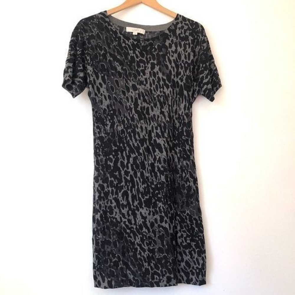 ANN TAYLOR LOFT Snakeskin Print Sweater Dress Gra… - image 2