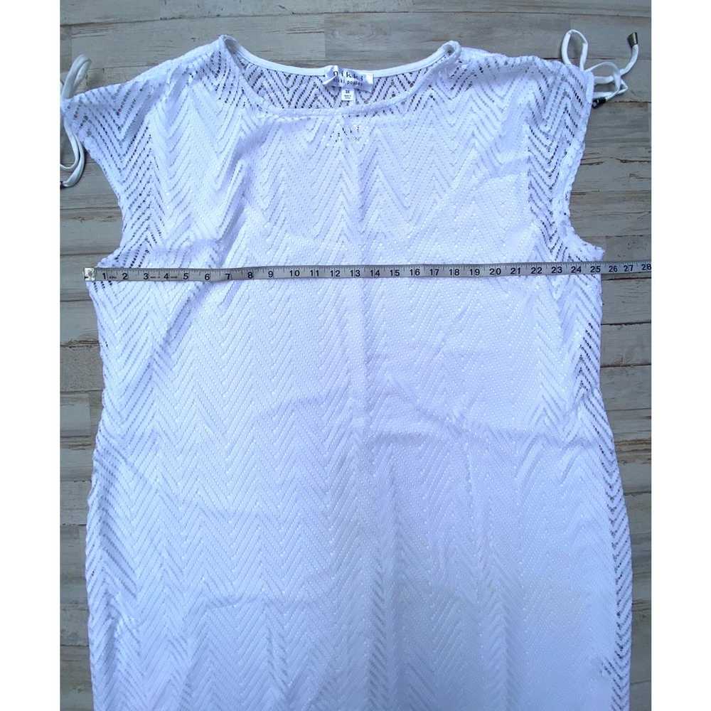 nikki poulos White Dress Coverup Net Overlay SZ 3… - image 7
