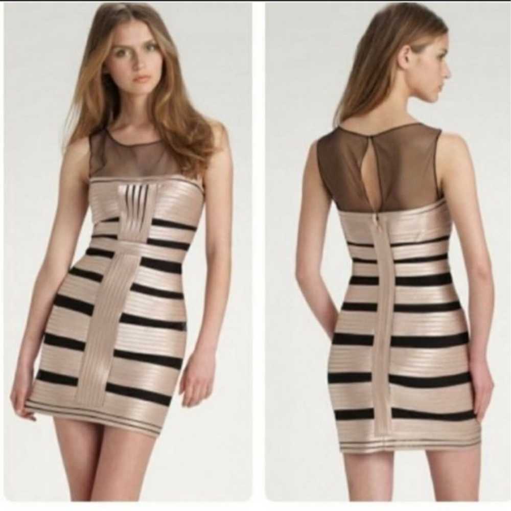 BCBGMAXAZRIA Mesh Bandage Mini Dress Sz 0 - image 1