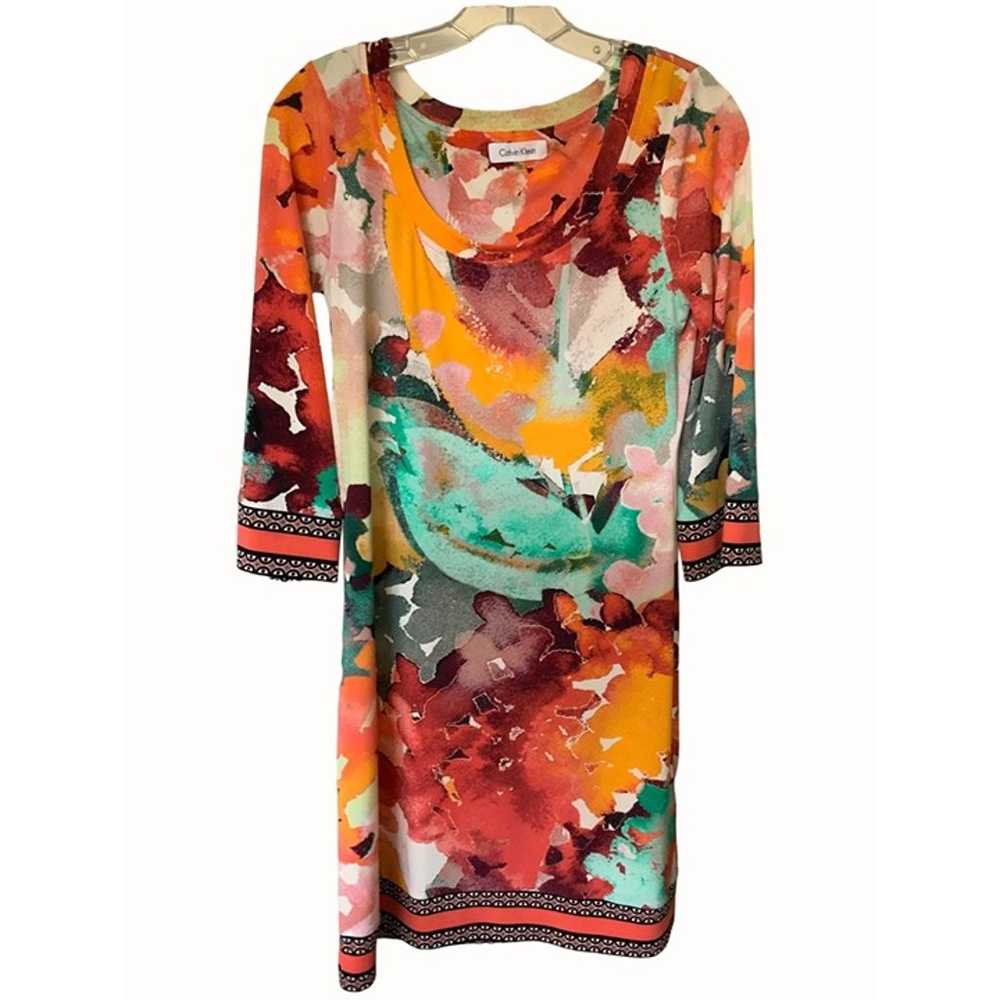 Calvin Klein quarter sleeve colorful geometric sp… - image 1