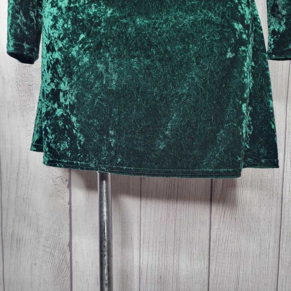 Vintage 90s Green Crushed Velvet Whimsygoth Long … - image 10