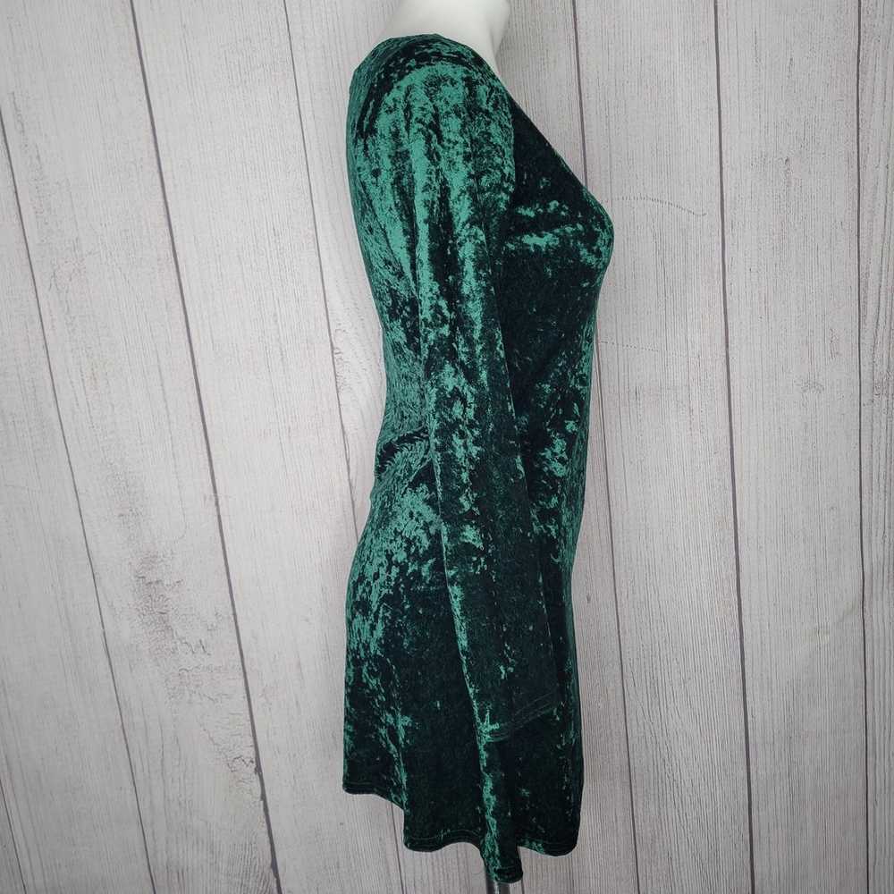Vintage 90s Green Crushed Velvet Whimsygoth Long … - image 6