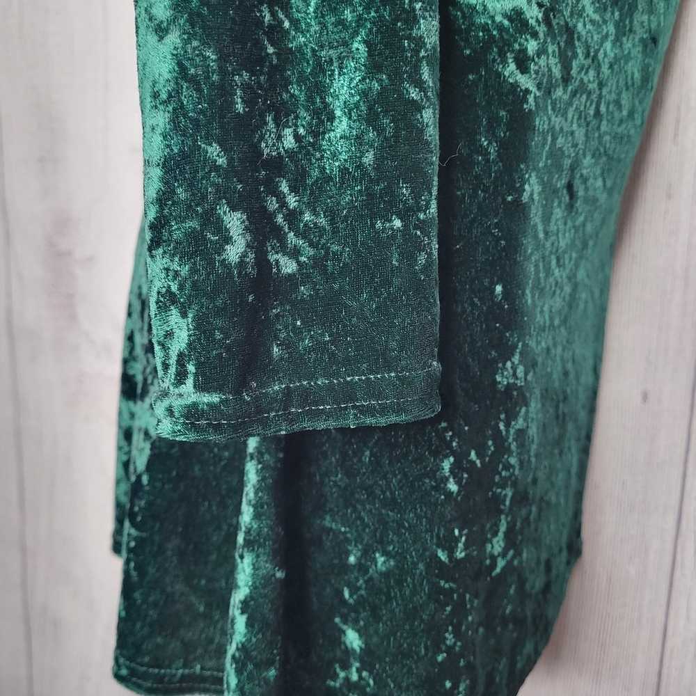 Vintage 90s Green Crushed Velvet Whimsygoth Long … - image 7