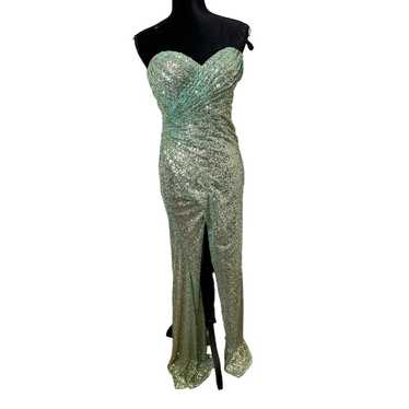 NWT La Femme Aqua Strapless Sequin Formal Dress Sz