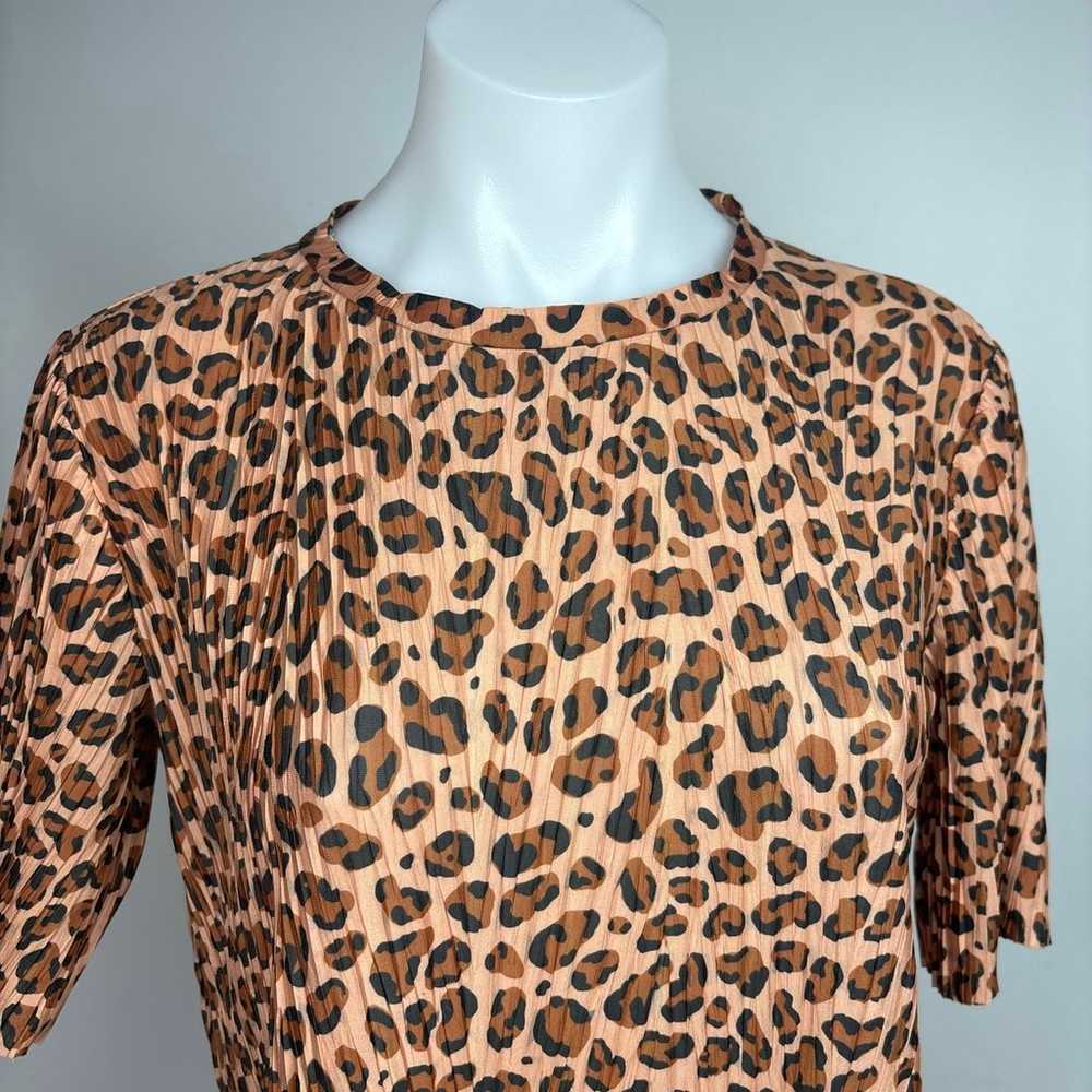Zara Brown Tan Leopard Animal Print Pleated Short… - image 4