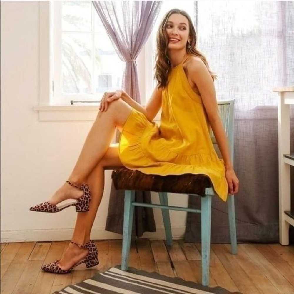 HYFVE Yellow Lime Halter Tiered Mini Dress Summer… - image 1