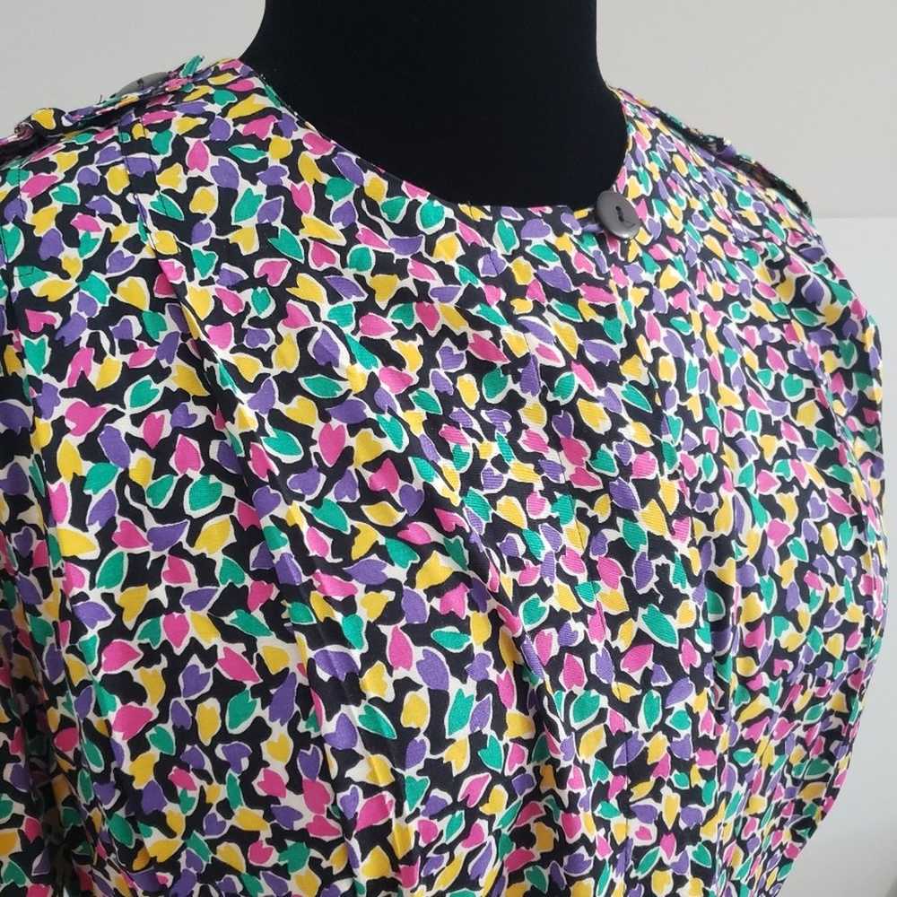 Ms. Chaus Colorful Vintage Short Sleeve Belted Ep… - image 6
