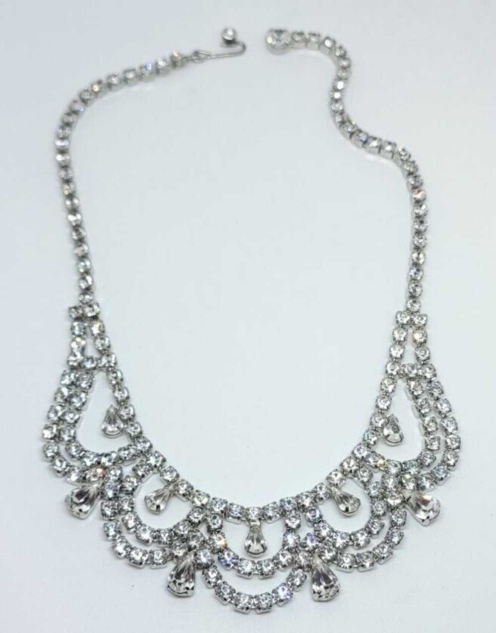 Vintage Weiss Clear Rhinestone Choker Necklace - image 1