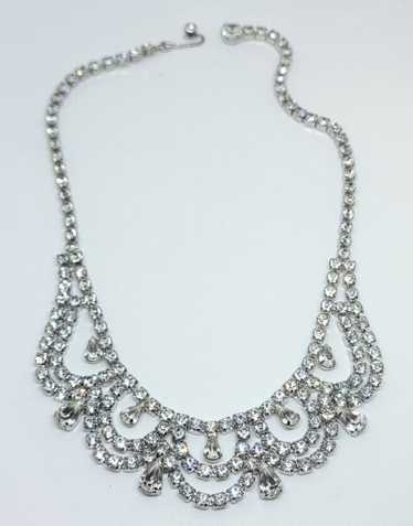 Vintage Weiss Clear Rhinestone Choker Necklace