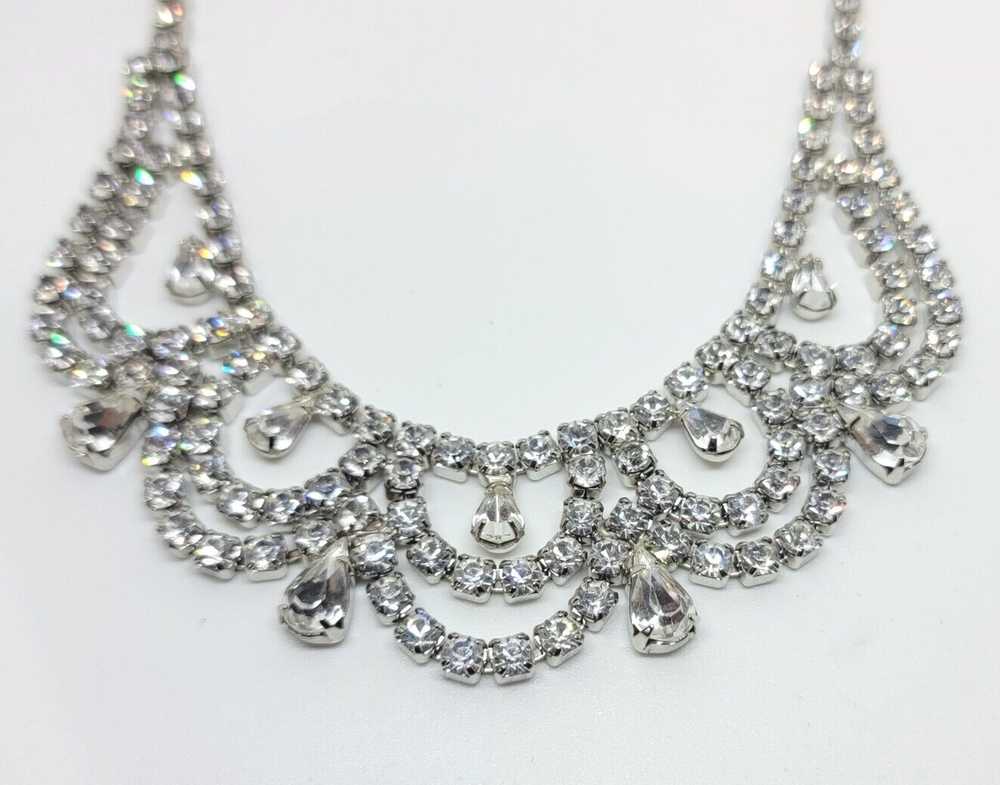 Vintage Weiss Clear Rhinestone Choker Necklace - image 2