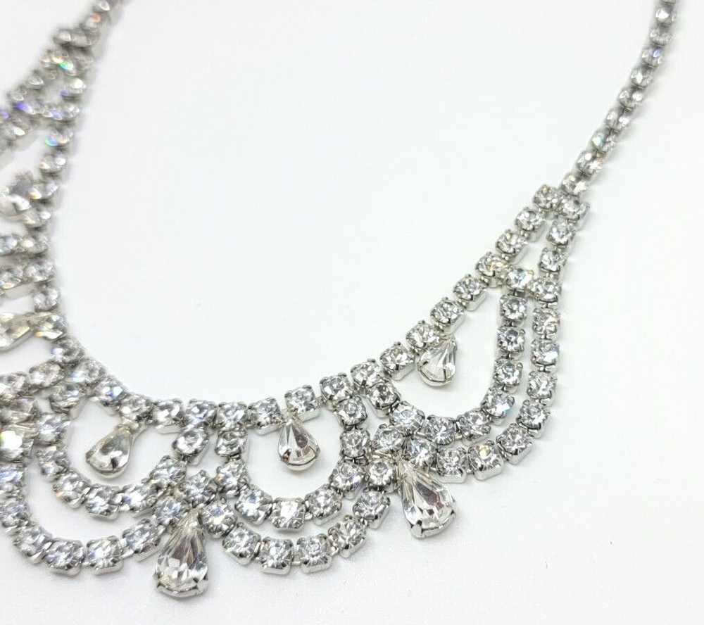 Vintage Weiss Clear Rhinestone Choker Necklace - image 3