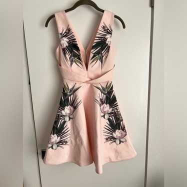 NWOT StyleStalker Pink Lotus Flower A-Line Plunge… - image 1