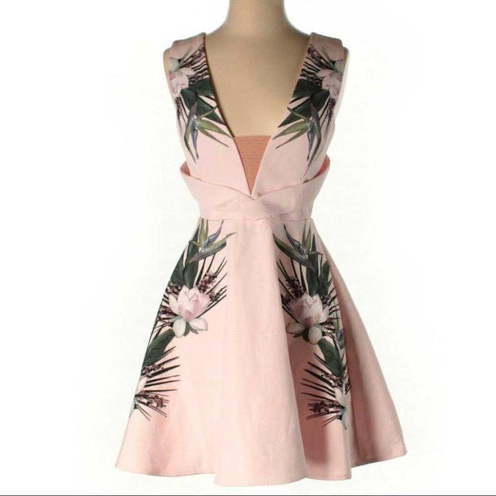 NWOT StyleStalker Pink Lotus Flower A-Line Plunge… - image 6