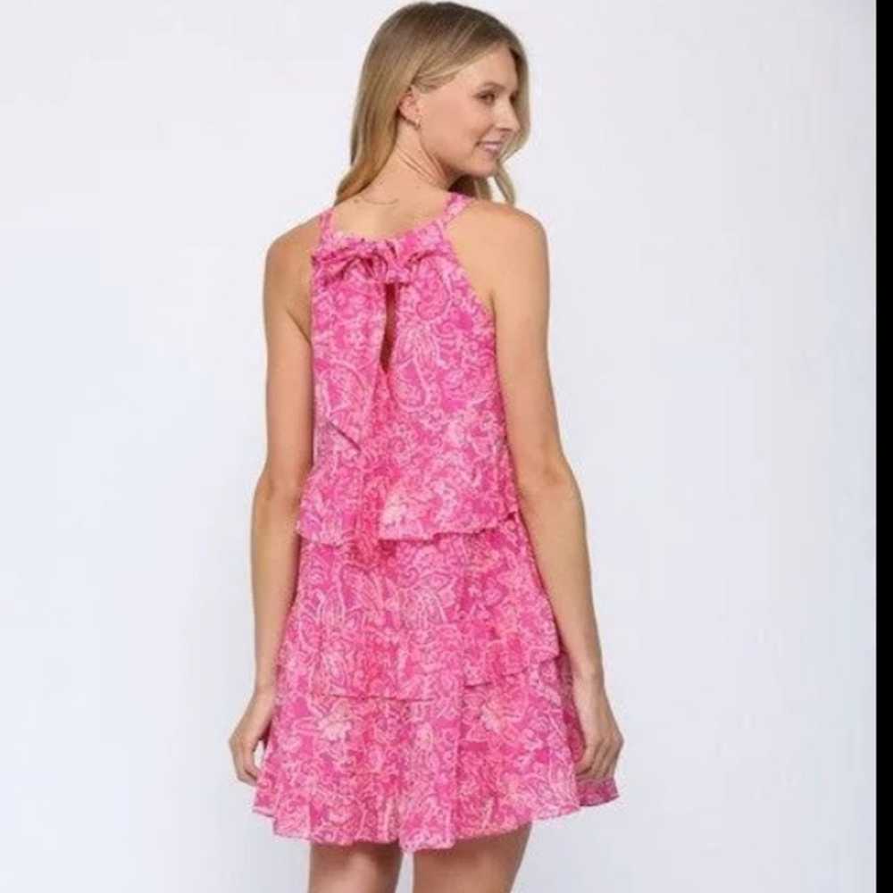 Fate Pink Paisley Tiered Dress Size Small - image 3