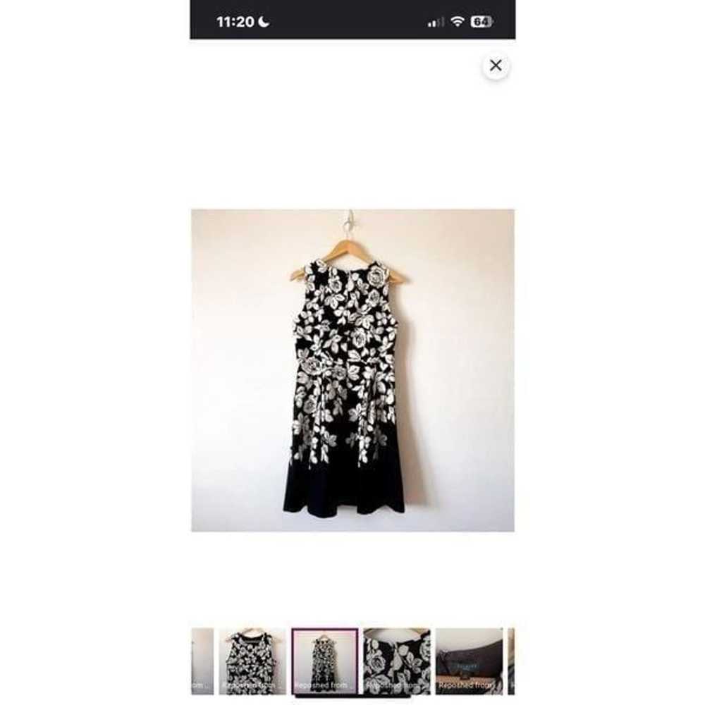 Talbots Women’s Size 6 Midi Dress Black White Flo… - image 3