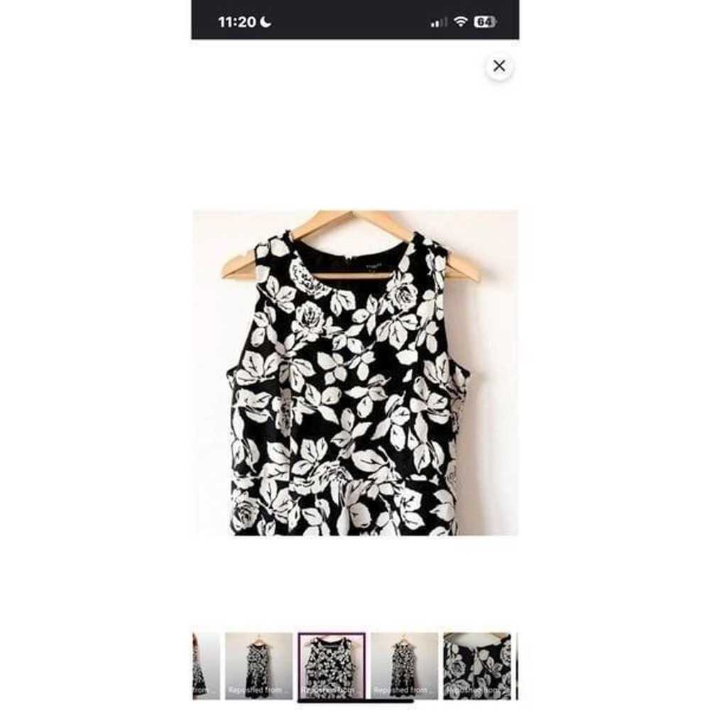 Talbots Women’s Size 6 Midi Dress Black White Flo… - image 5
