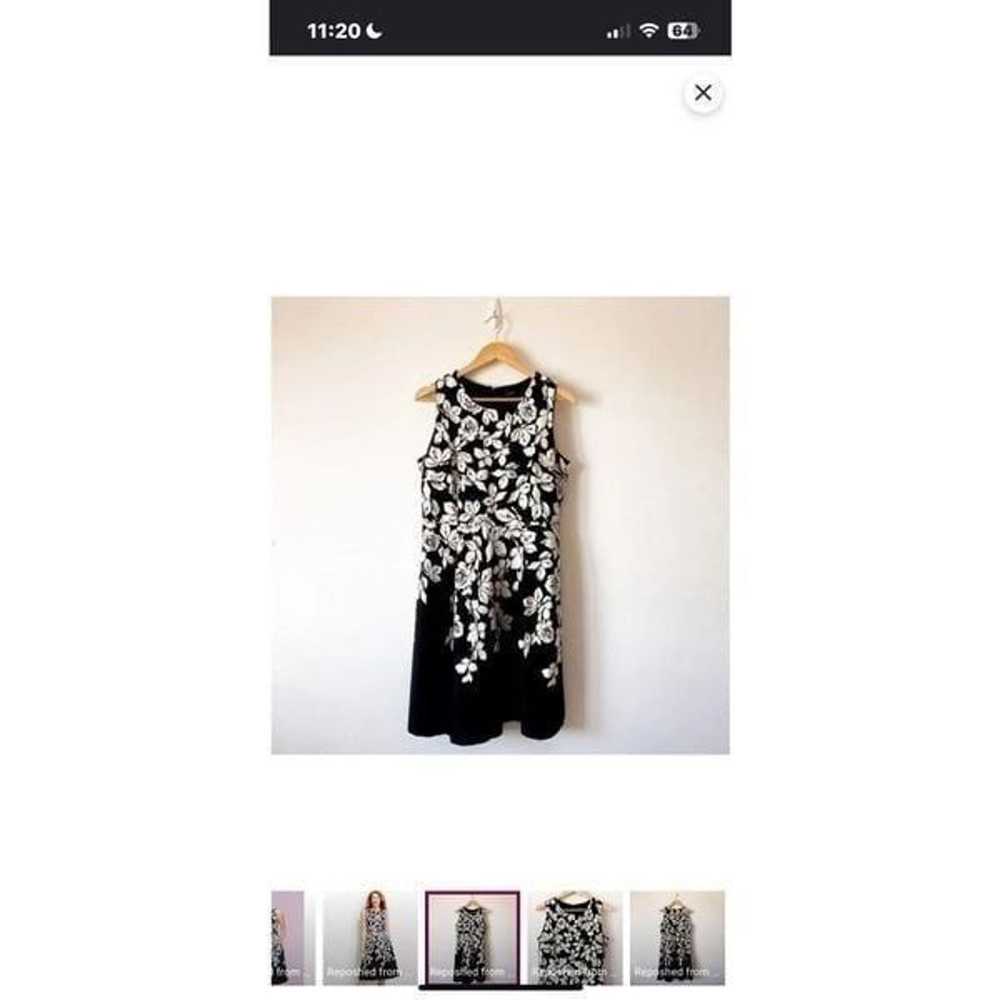 Talbots Women’s Size 6 Midi Dress Black White Flo… - image 6