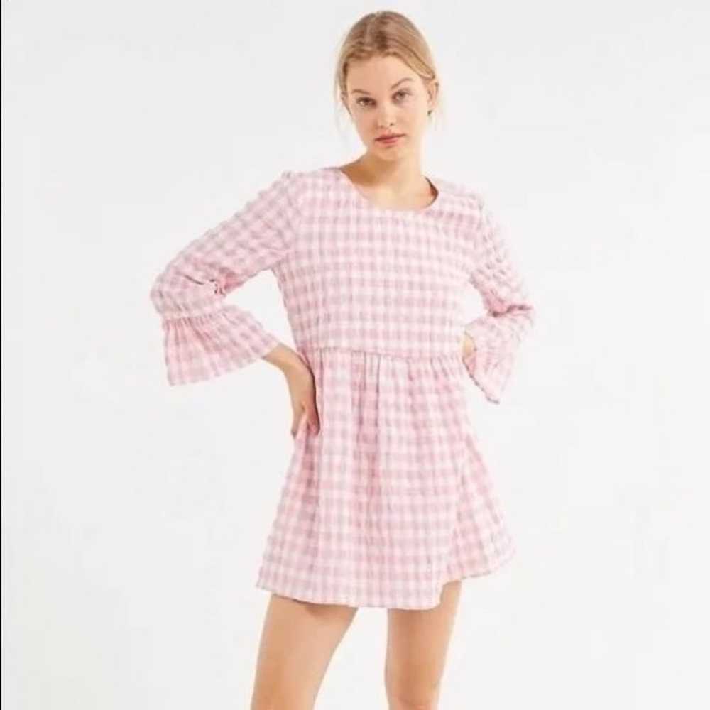 Urban Outfitters Pink Gingham Babydoll Dress sz XS - image 2