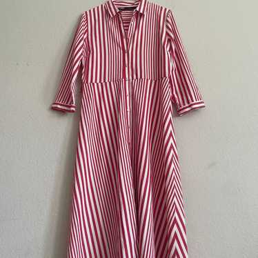 Zara woman dress size large red white stripe 100%… - image 1