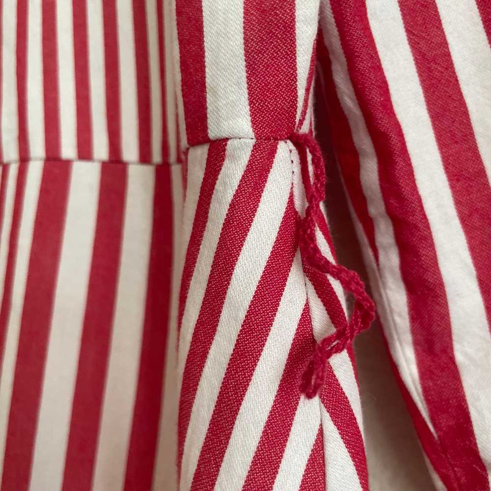 Zara woman dress size large red white stripe 100%… - image 4