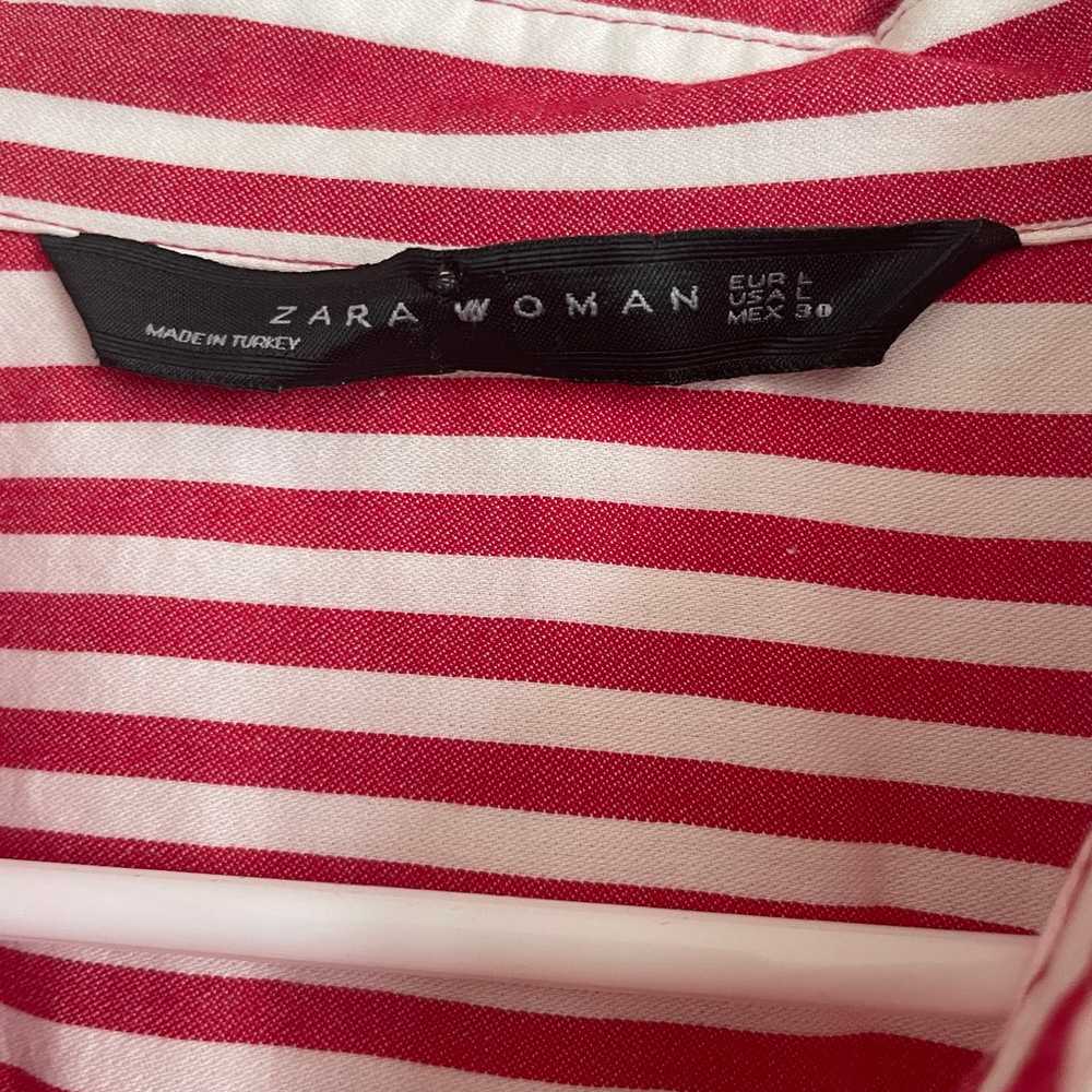 Zara woman dress size large red white stripe 100%… - image 7