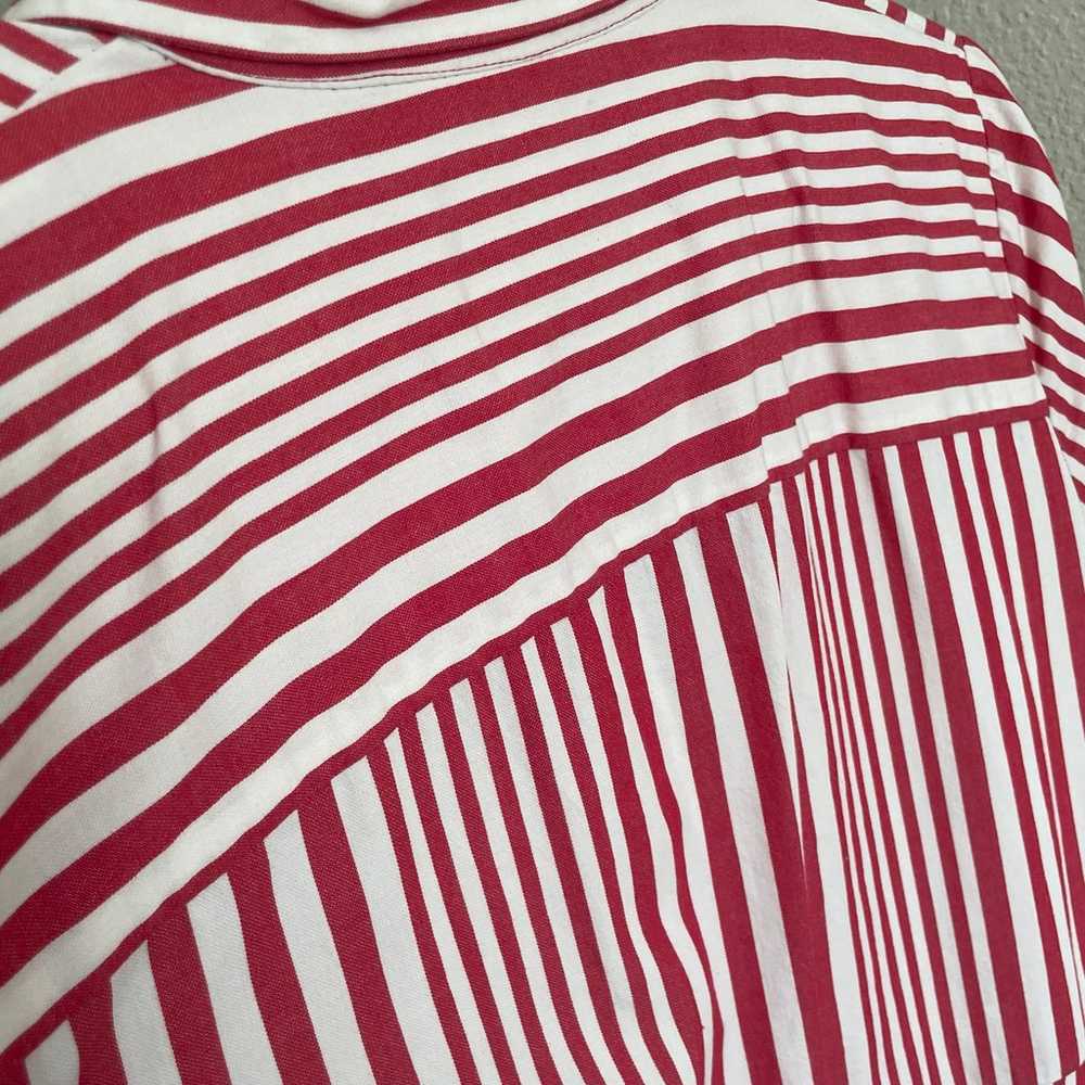 Zara woman dress size large red white stripe 100%… - image 8