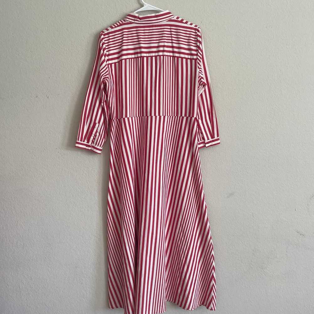 Zara woman dress size large red white stripe 100%… - image 9