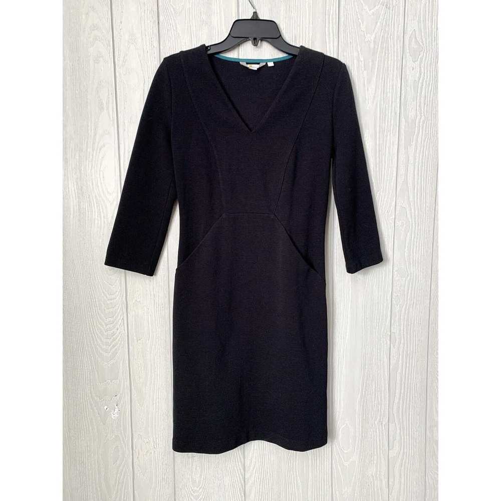 Boden Black Bronte Ottoman Dress V-Neck Size 2 - image 2