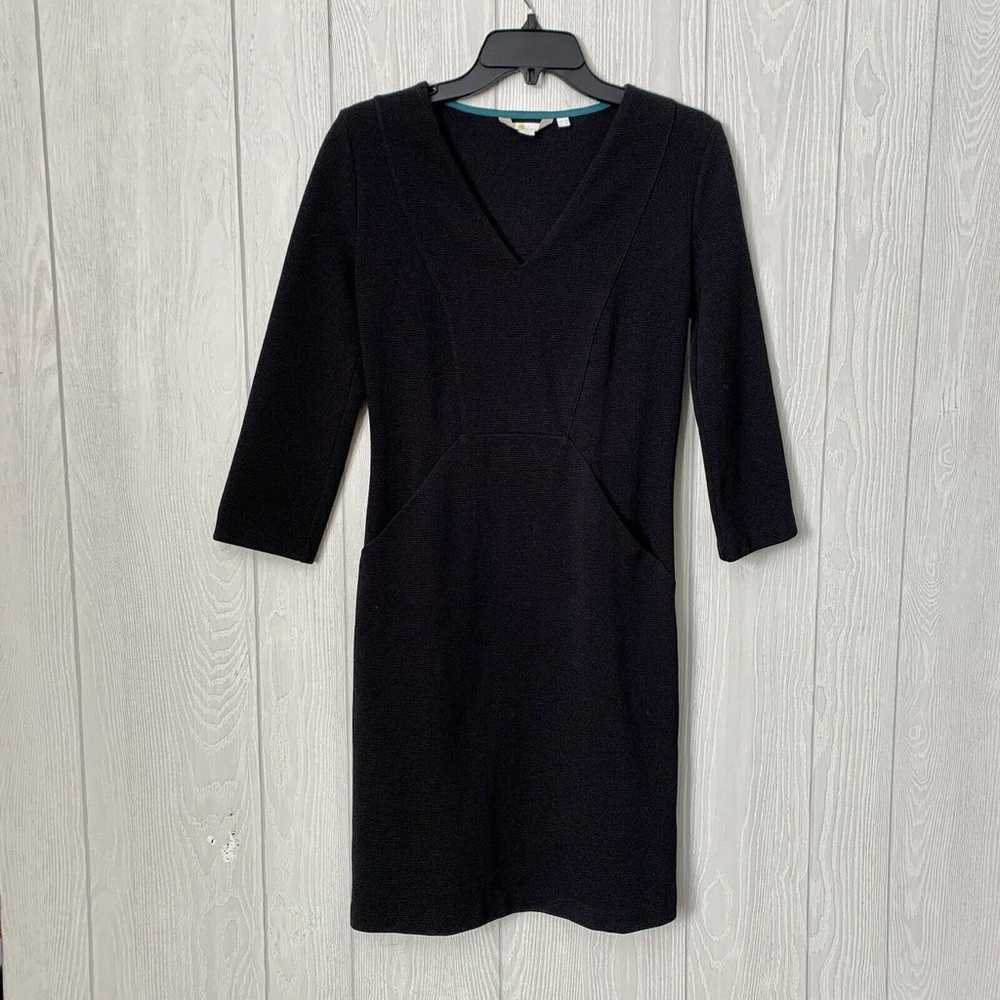 Boden Black Bronte Ottoman Dress V-Neck Size 2 - image 3