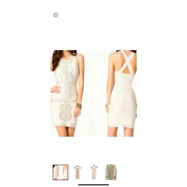 Bebe Cream Colored Studded Bodycon Dress Size Sma… - image 1